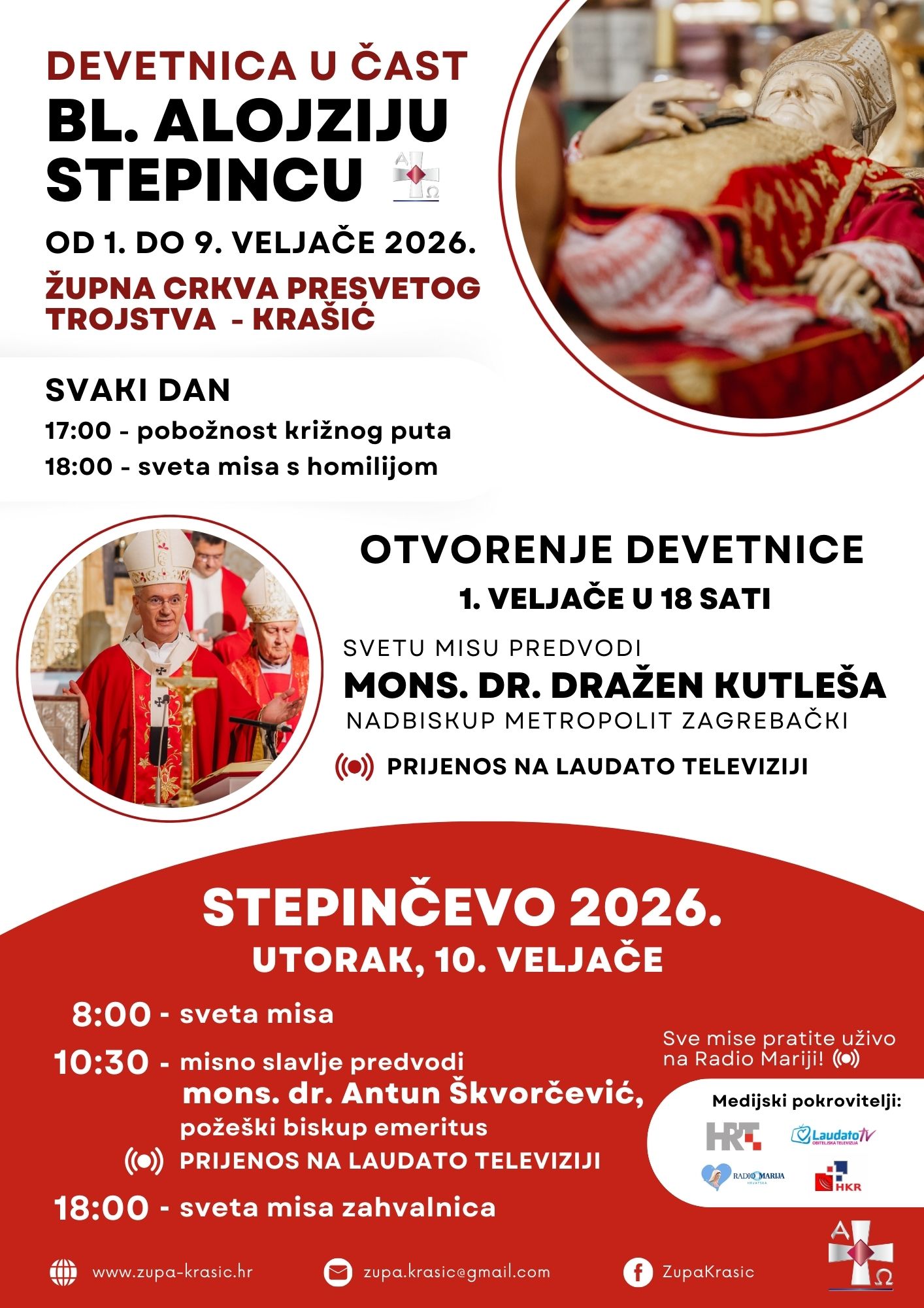 Devetnica u čast bl. Alojziju Stepincu – Krašić 2026